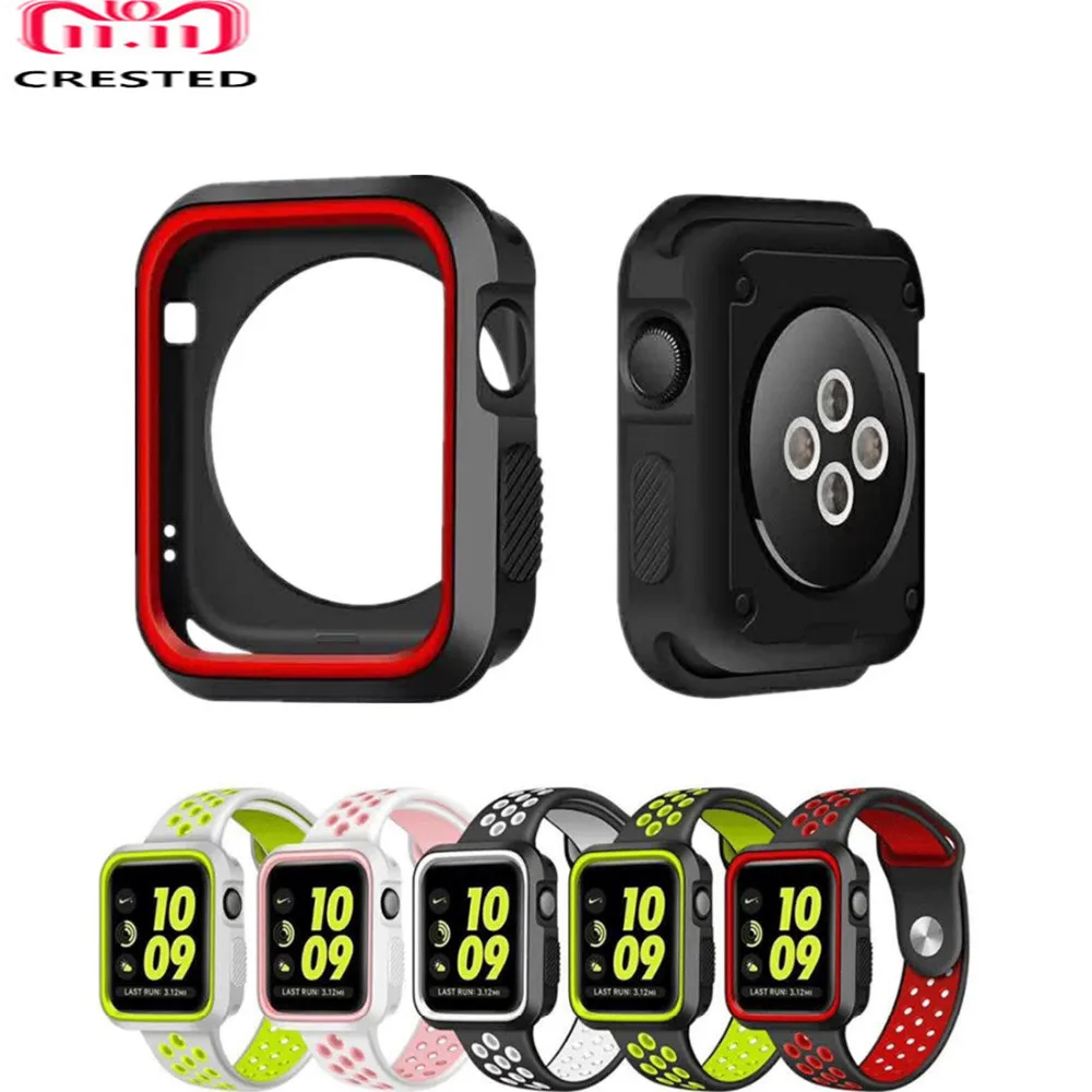 

CRESTED Frame PC Watch Case cover For Apple Watch band 4 42mm 44mm iwatch 3 protective screen protector plating cover shell 2 1
