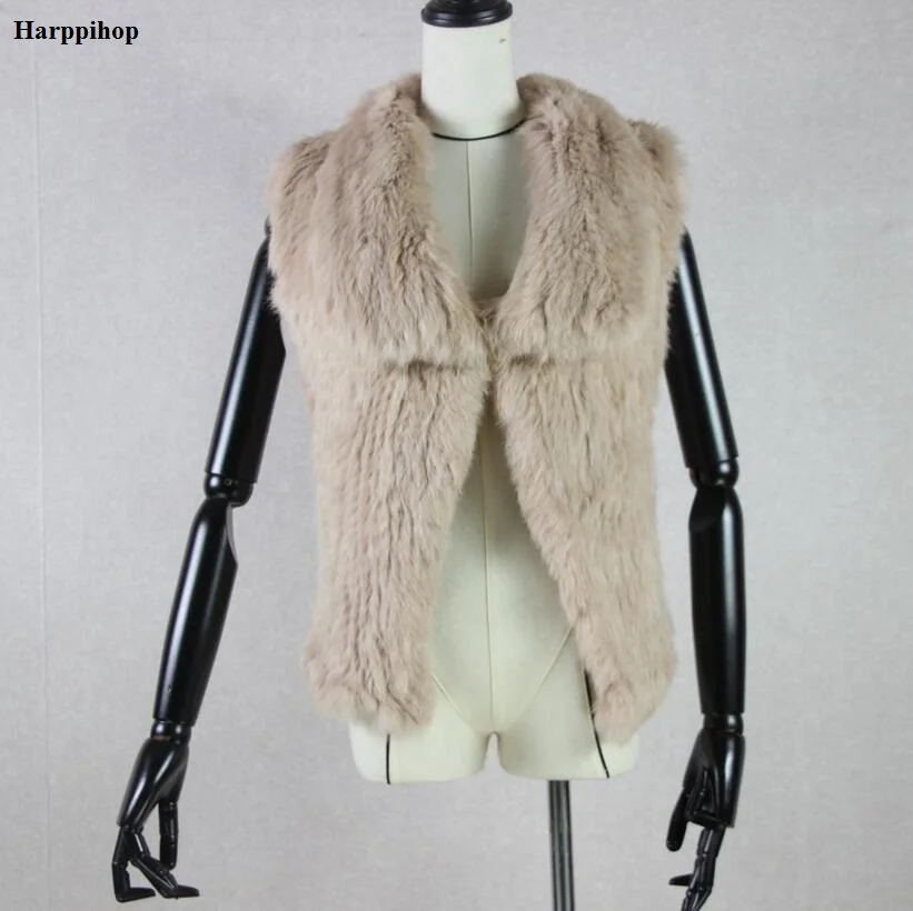 2017 New Real Knitted Rabbit Fur Vest For Women Genuine Rabbit Fur Waistcoat Natural Rabbit Fur