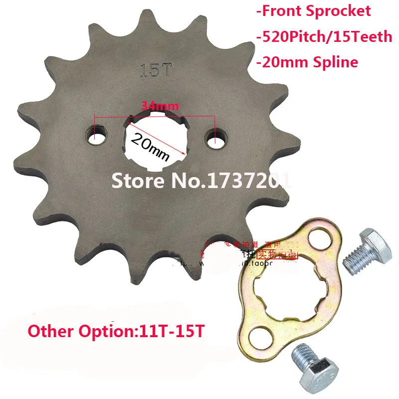Front Engine Sprocket 520 15t Teeth 20mm For 520chain With Retainer