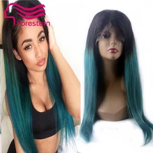 8A#1bT Green Brazilian Silky Straight Glueless Full Lace Wigs Ombre Lace Front Wig Ombre Human Hair Wig For Black Woman DHL