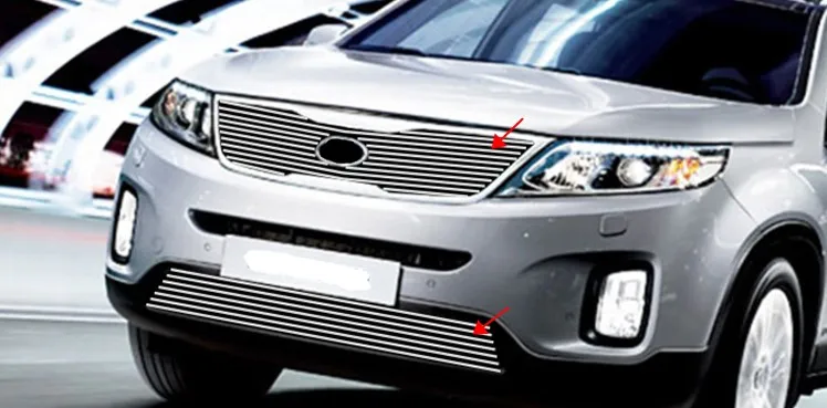 2013- для kia Sorento алюминиевый сплав автомобильный передний бампер сетка решетка Вокруг отделки гоночные решетки