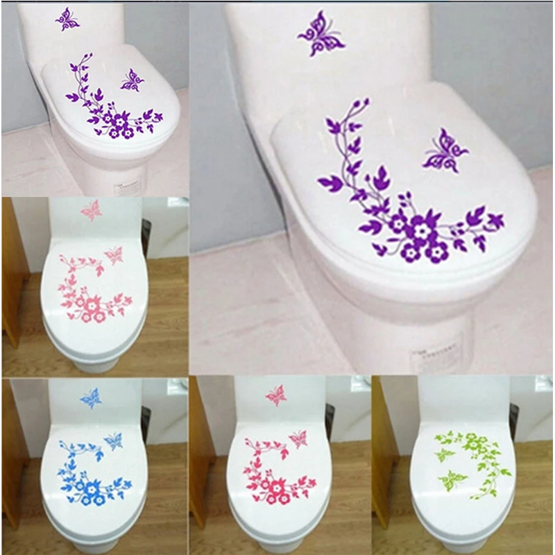 

Butterfly Flower Vine Bathroom Wall Stickers Home Decoration Wallpaper Wall Decals For Toilet Decorative Sticker Home Decor