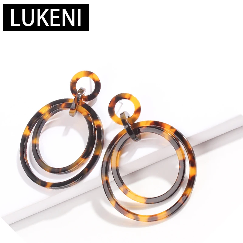 

New Hot Leopard Print Round Drop Dangle Acetate Earrings Fashion Vintage Circlr Earrings For Party Wedding Jewelry Wholesale