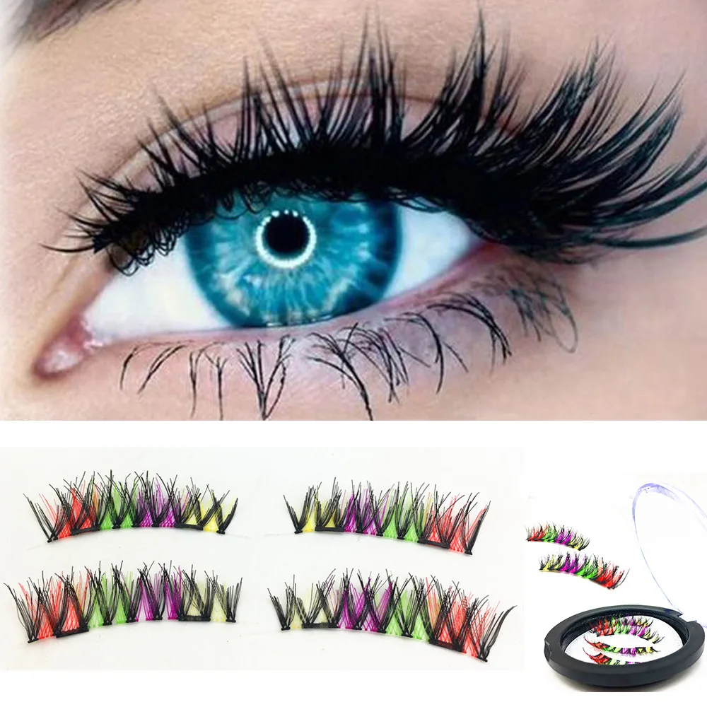 

New Arrival Colorful Brown 3D Magnetic Eyelash False Eyelashes Full Strip Magnetic Lashes Soft Hair for Halloween Masquerade