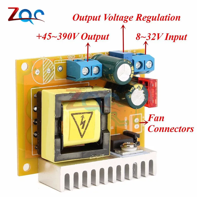 DC-DC 8~ 32V до 45~ 390V повышающий преобразователь высокого напряжения ZVS Повышающий Модуль усилителя