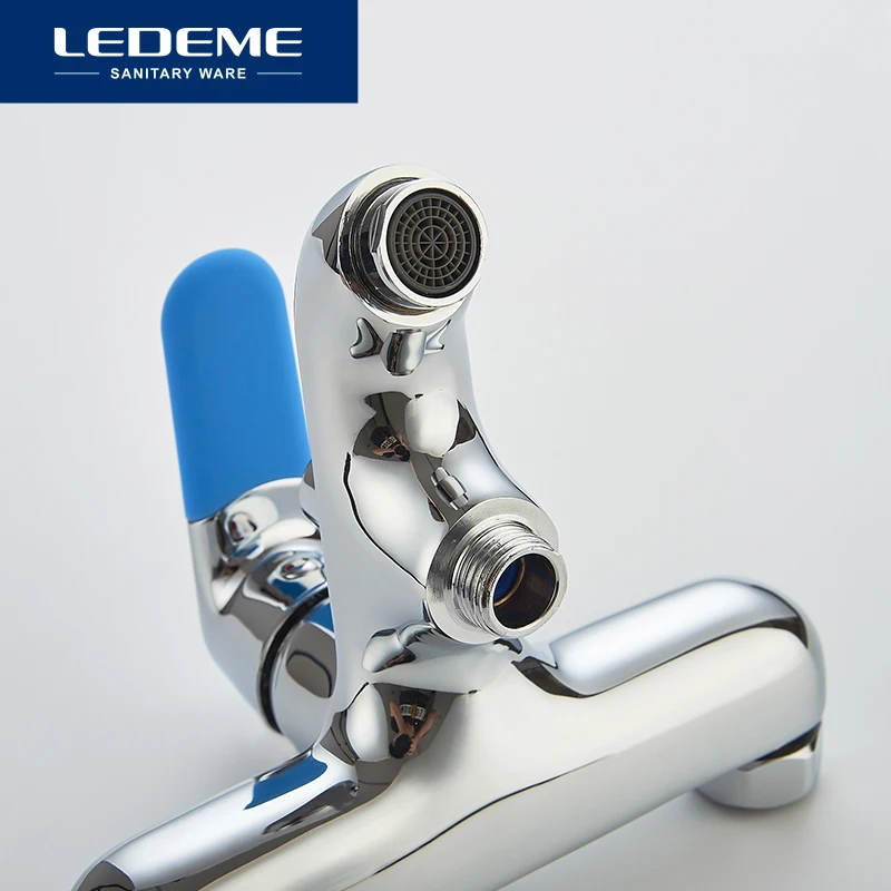 LEDEME Classic Style Bathtub Faucet Bathroom Chrome Plated Cold Hot Water Mixer 90 Degree Rotation Bathtub Faucets L3253