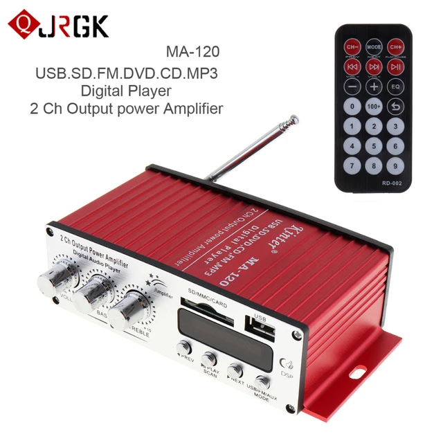 Special Offers JRGK HiFi 20W Channel Car Power Amplifier FM Radio Digital Stereo Audio Player Support USB SD DVD MP3 Input for Auto Motorcycle