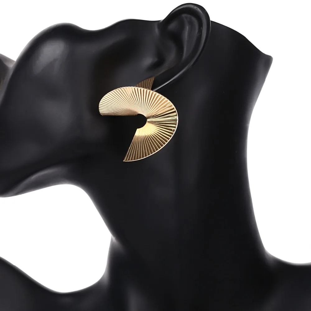 

Gold Color Statement Earrings 2018 Irregular Surface Metal Stud Earring For Women geometric earing punk fashion Jewelry