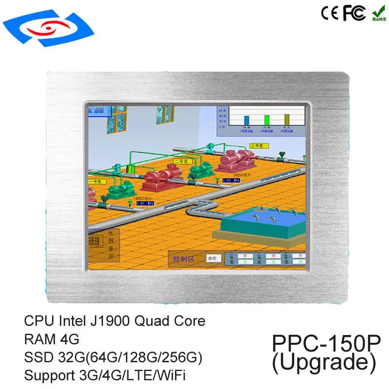 15 дюймов intel celeron J1900 процессор touch все в одном ПК с 4 Гб оперативной памяти 64G SSD сенсорный экран промышленный компьютер панель для принтера