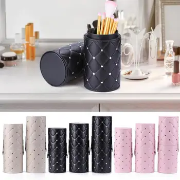 

Fashion Makeup Brushes Holder Cup w/Buckle Case PU Leather Travel Pen Storage Cosmetic Brush Bag Brushes Organizer Makeup Tools