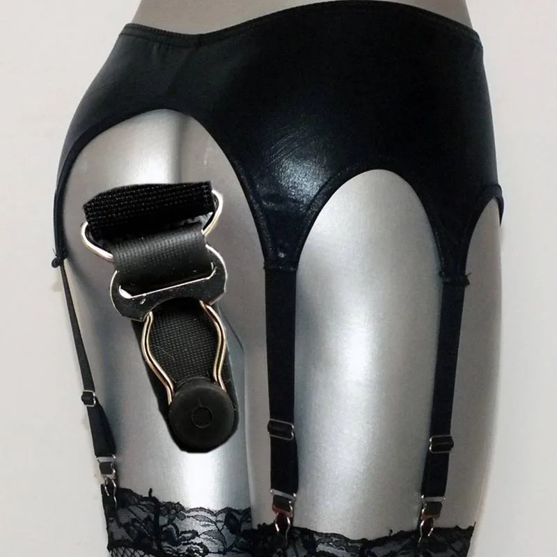 Женский черный готический Фетиш, ремень 6 см, широкие ремни 2 см, металлическое или клеевое покрытие, пряжки, сексуальные подвязки для чулок, подтяжки - Цвет: Glue coating buckle