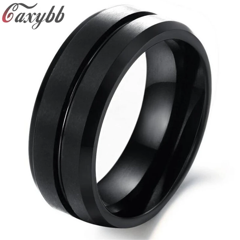 Zorcvens Moda para Hombre Anillo De Titanio Negro Mate Acabado Clásico compromiso ane