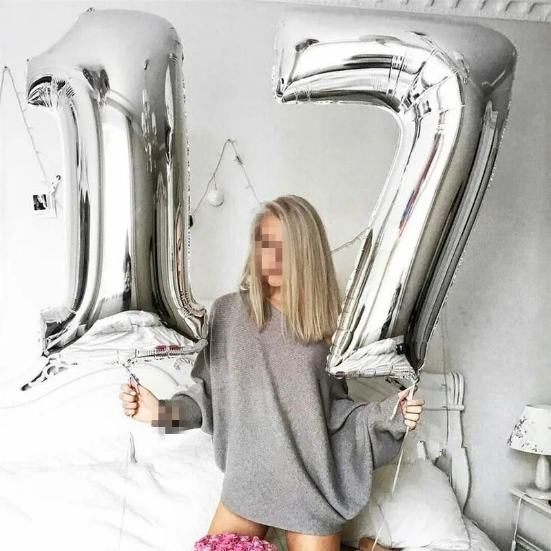 

16/32/40inch Rose Gold Silver Number Foil Balloons birthday party decorations Baby Shower Celebration Supplies 0-9 Digital
