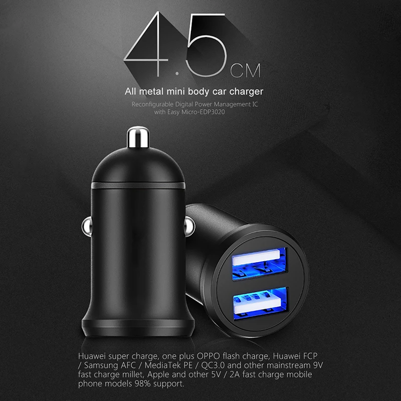 ! Мини адаптер ACCEZZ с двумя USB портами для быстрой зарядки автомобиля iPhone 7 Plus 6 5S XS MAX
