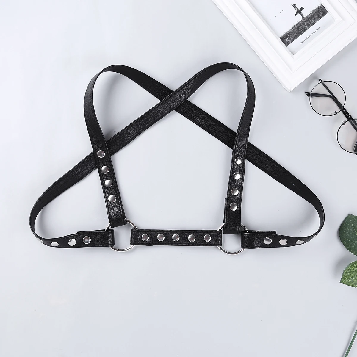 Men Chest Harness Belt Sexy Mens Harness Straps Faux Leather Adjustable Body Chest Harness Belt Zentai With Metal O-rings Fancy Club Party Costumes