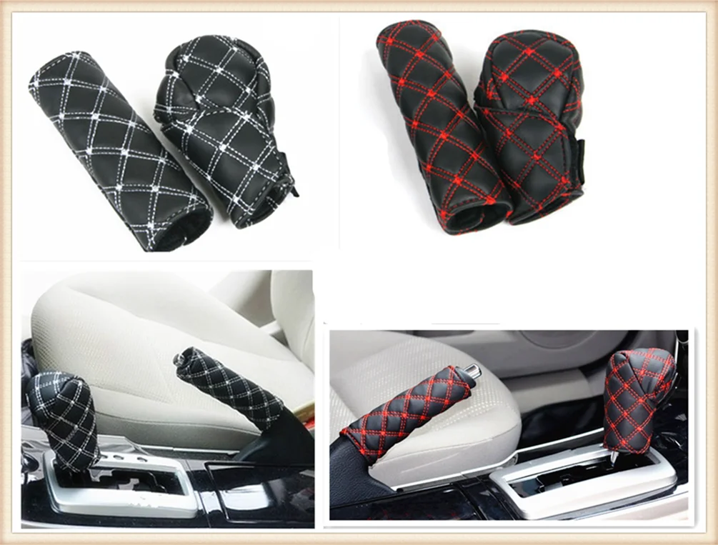 Car interior hand brake shift knob cover gear box 2 pieces / set for Honda Pilot Insight HR-V CR-V Odyssey Jazz Fit