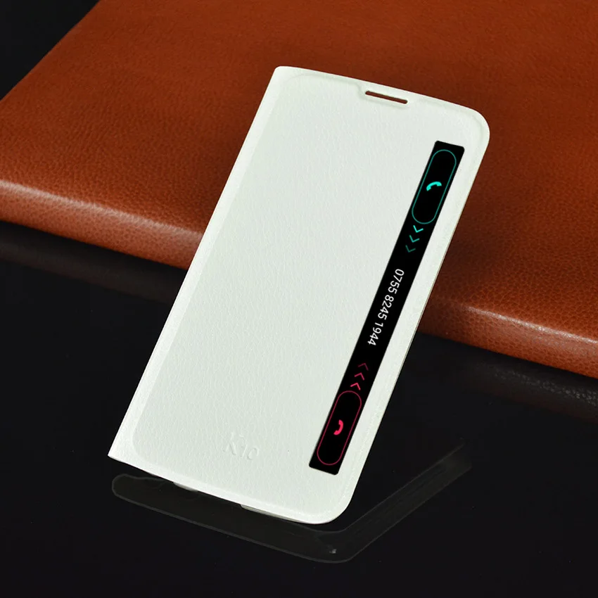Smart View 360 откидная крышка защитный чехол кожаный чехол для LG K10 LTE K10 K 10 K10LTE LGK10 K430 K430DS F670 Leder чехол для телефона черного цвета - Цвет: White