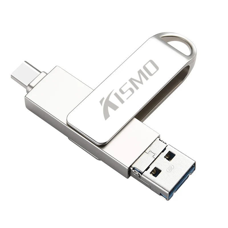 Kismo Micro USB OTG флеш-накопитель USB3.0 Тип-C USB флэш-накопитель для samsung S8 S9 HuaWei P10 P20 Mate10 S6 S7 край телефонов на базе Android - Цвет: Серебристый