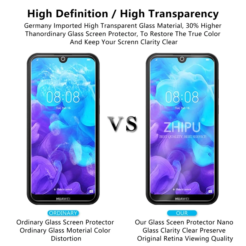 Закаленное стекло для Huawei Y5 2 шт. защита экрана 2.5D 9H Премиум 2019 защитная