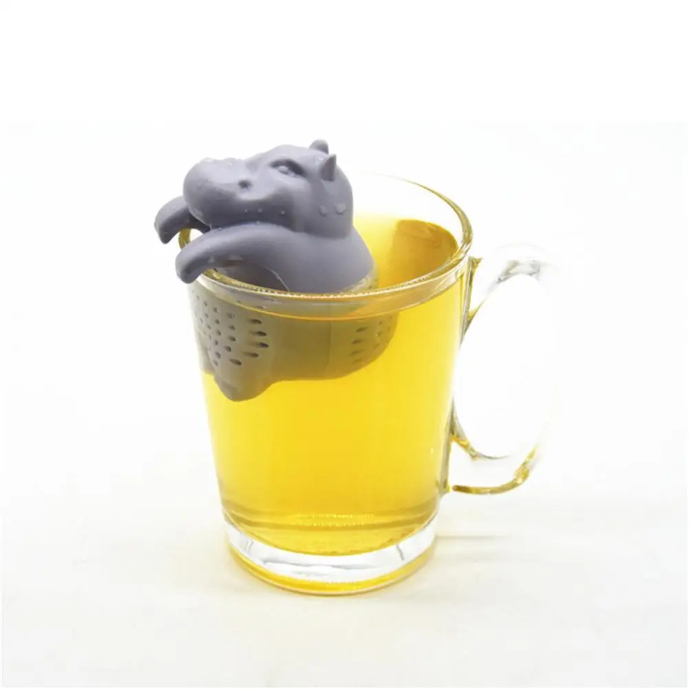 1Pcs Tea Infuser Silicone Reusable Tea Strainer Hippo Shaped Coffee