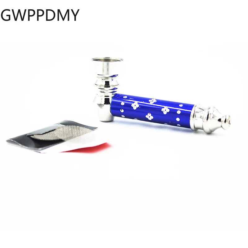 

High Quality Mini Smoke Metal Pipes Portable Creative Carving Smoking Pipe Herb Tobacco Pipe Narguile Weed Grinder Random Color