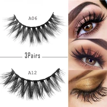 3PairsHot многоразовые 3D толстый крест Толстые Длинные Накладные ресницы Объемные тонкими ручная раобота, наращивание ресниц макияж Красота инструменты