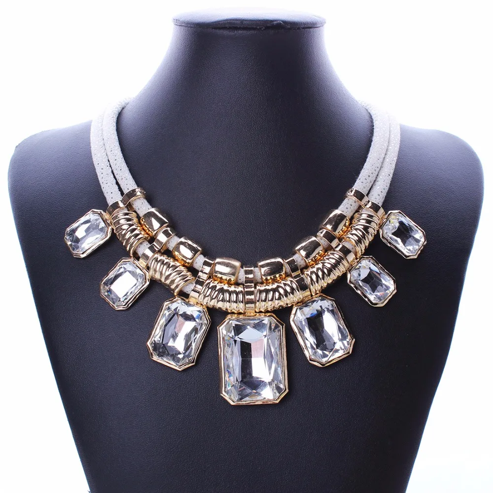 Qiaose, 6 цветов, большой кристалл, драгоценные камни, подвеска, Массивное колье, ожерелье, ювелирное изделие для женщин, макси массивное ожерелье, богемное ожерелье