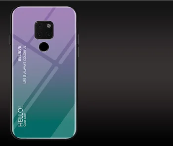 

20pcs/lot Gradient Tempered Glass+Silicone protection shell cover case for Huawei Mate 20 20 lite 20 pro 20 X hard cover case