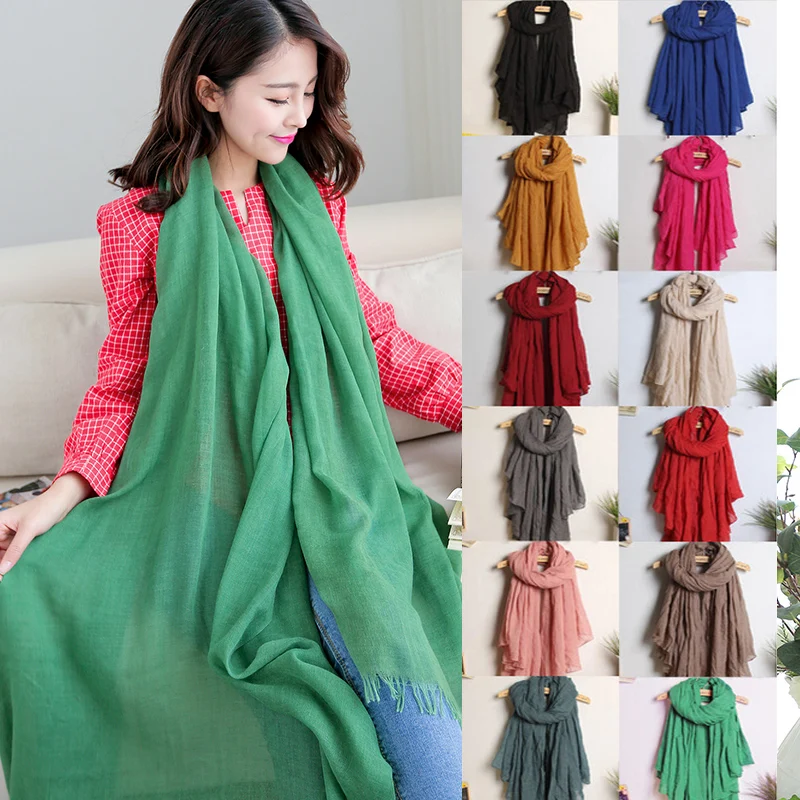 Variety cotton scarves Ms. solid thin scarf spring and summer sunscreen air conditioning cape dual long section | Аксессуары для