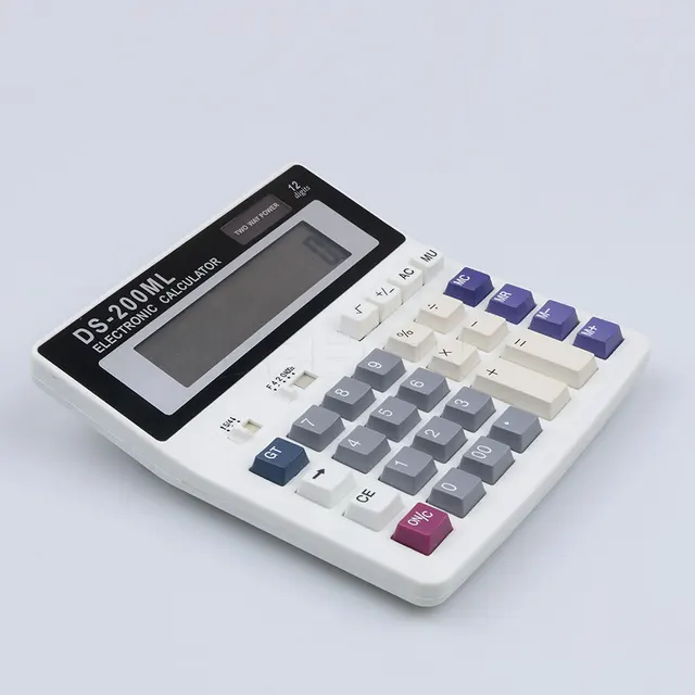 kebidumei New Office calculator DS-200ML Muti-function calculator Large keys 12 Digits Big display Dual power computer keys
