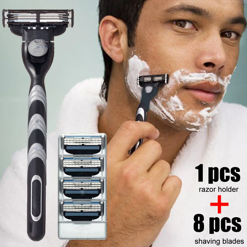 8 Pcs Razor Blades&Razor Holder Shaving Razor Bladed Set Shaver Shaving
