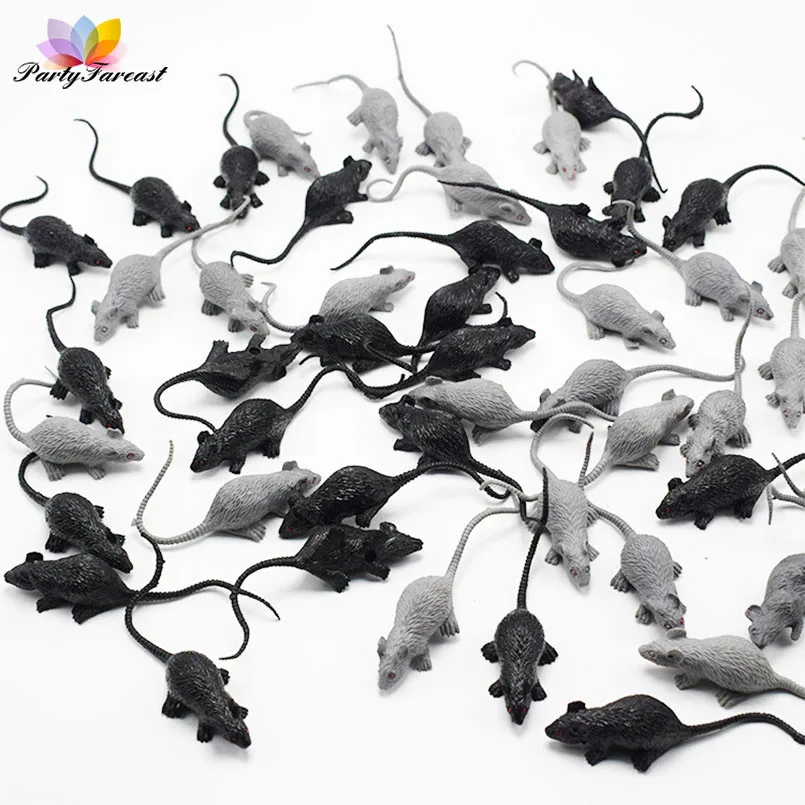 

5pcs Horror Small Simulation Mouse Joy Toy for Children Adults Black Gray Plastic Terror Props for Holloween Party Decoration