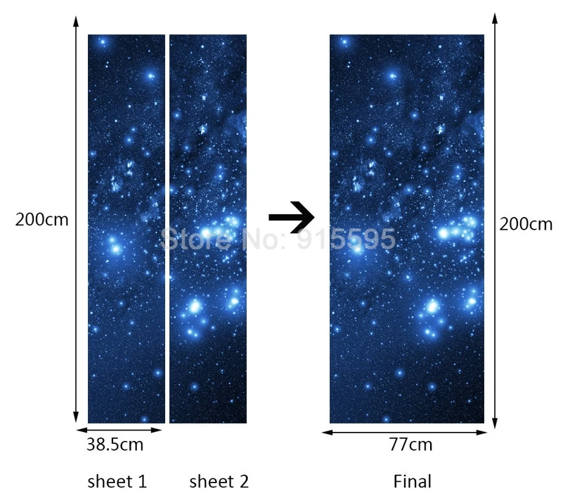 Современные 3D стереоскопический эффект звездное небо Настенные обои для гостиной спальни двери украшения Настенная живопись ПВХ наклейки водонепроницаемые