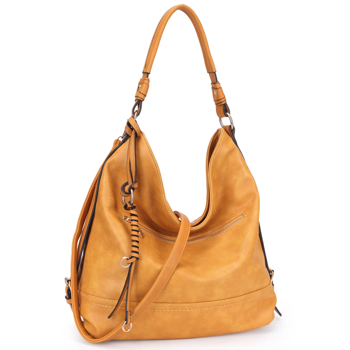 DASEIN Ultra Lightweight Stylish Casual Soft Water Wash Faux Leather Hobo Bag/Shoulder Bag with Twisted/Braided wave strand deco (5)