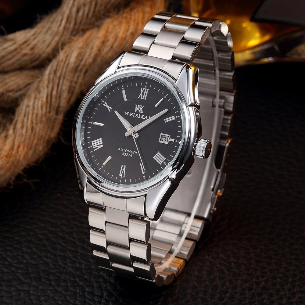 WEISIKAI الفاخرة العلامة التجارية رجل الميكانيكية ووتش الفولاذ المقاوم للصدأ للماء للصدمات الذكور المعصم الرومانية Numbersal Horloges WEISIKAI الفاخرة العلامة التجارية رجل الميكانيكية ووتش الفولاذ المقاوم للصدأ للماء للصدمات الذكور المعصم الرومانية Numbersal Horloges