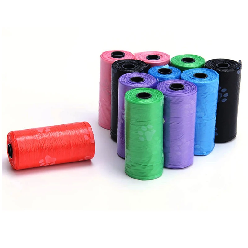 

2 Rolls of 30 pcs garbage bags multiple colour Printed Dog Garbage Pooper Refill Bags Pick Up Trash bags Pets Cleaning supplies