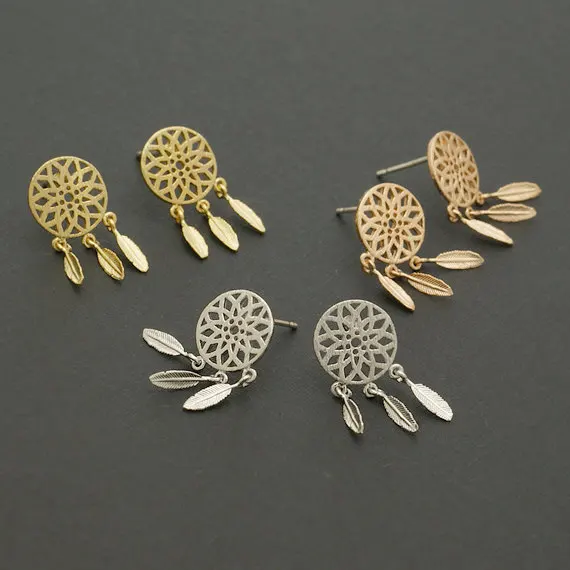 1pair Gold Dreamcatcher Stud Earrings Dream Catcher Boho With 1pair Gold Dreamcatcher Stud Earrings Dream Catcher Boho With Feathers Jewelry Bohemian Korean Ear Earring Studs In From