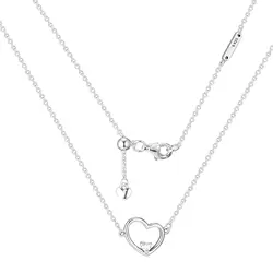 Аутентичные 925 пробы Серебряные ювелирные изделия Асимметричный сердце любовь модное ожерелье ожерелья для Для женщин амулеты «сделай