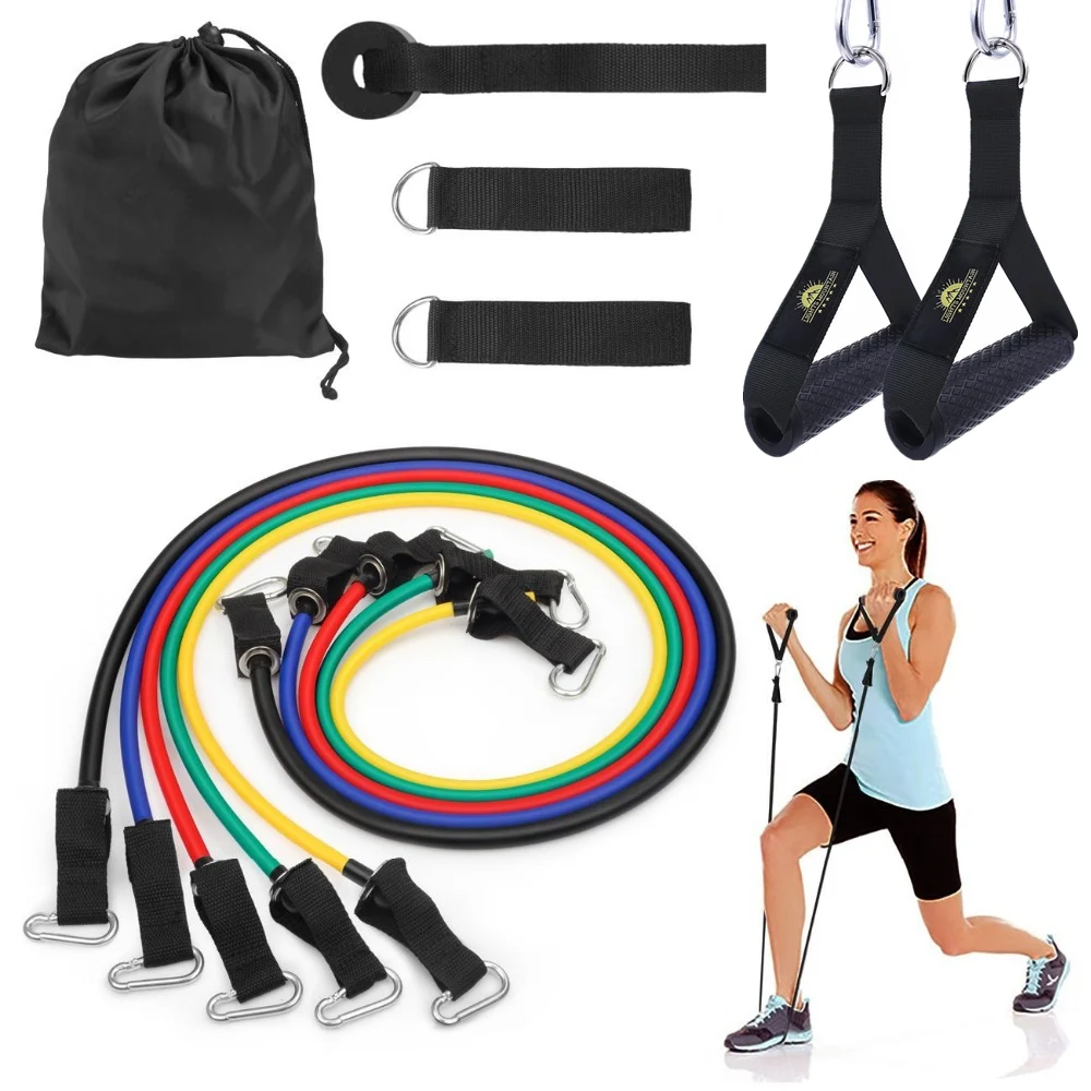 Resistance Bands set 11 Pcs Expander Tubes Rubber Bands with Super
