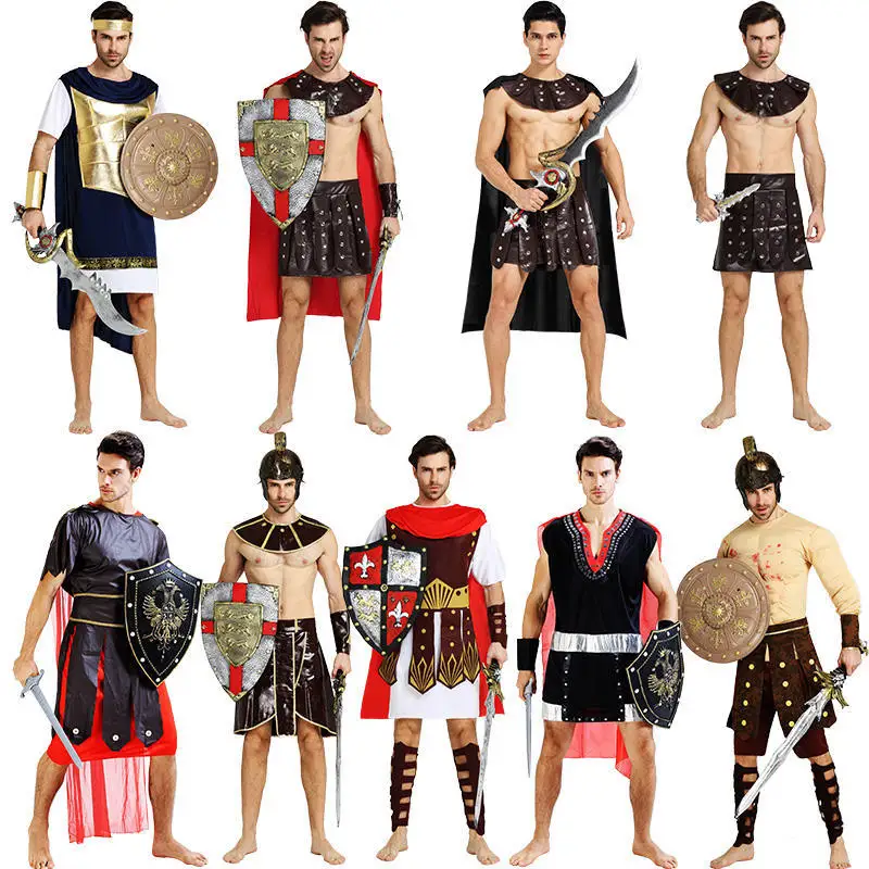 

6Style Medieval Cosplay for Ancient Roman Spartan Samurai Warrior Costumes Traditional Fighting Halloween Adult Men Clothing