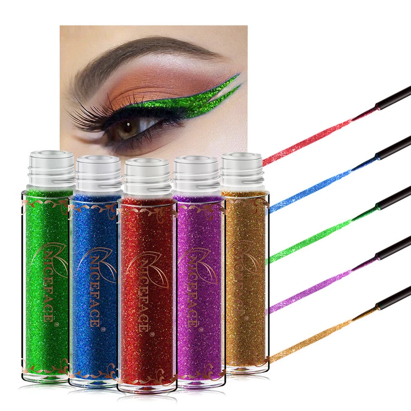 

NICEFACE 12Color Pearled Metallic Liquid Glitter Eye Liner Diamond Shimmer Shine Brown Red Blue Tattoo Glitter Eyeliner TSLM2