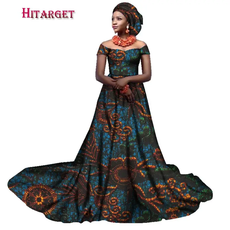 

Hitarget 2019 new african bazin riche wedding dresses for women slash neck ladies african dashiki long dresses clothing WY2380
