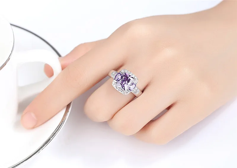 Trendy Purple Square AAA Zircon Stone Ring Round Finger Rings for Women Men Engagement Jewelry Wedding Bague Femme Anillos R420 (8)