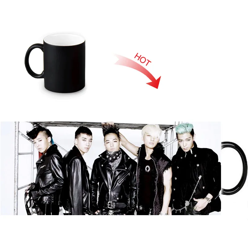 

BIGBANG mugs morph cup gifts magical heat sensitive Black colour change morphing coffee Tea Cups ceramic mug