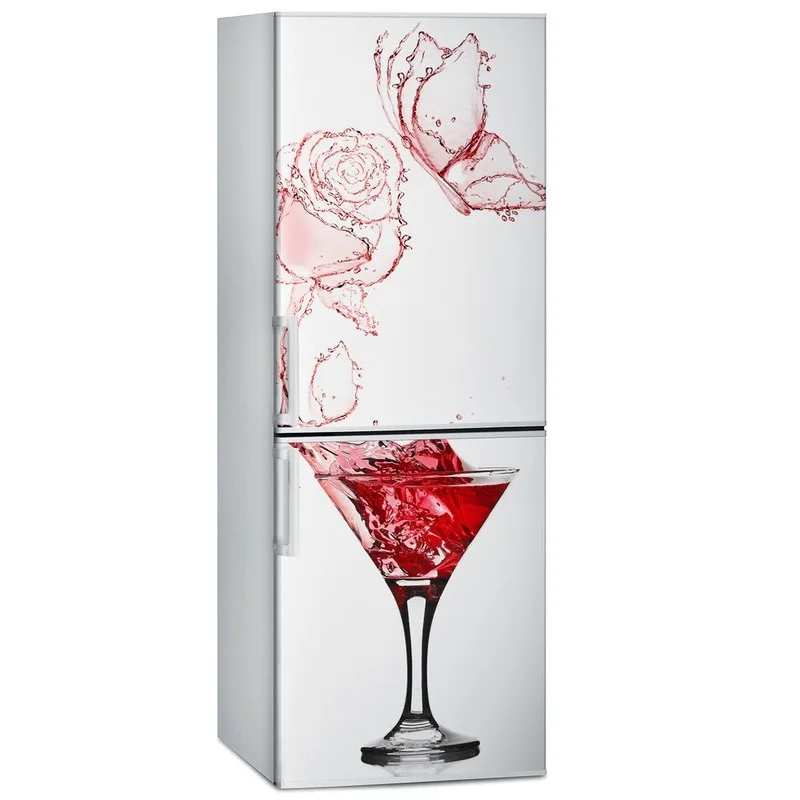 Creative Fridge PVC Rose and Wine Refrigerator Stickers DIY Waterproof