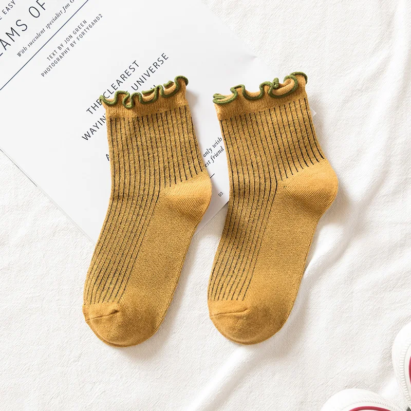 Женские носки, 1 пара, новые осенние короткие хлопковые одноцветные милые женские Модные Повседневные Дышащие носки для женщин, корейский стиль - Цвет: Цвет: желтый