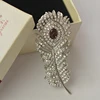 mziking  Vintage white  Peacock Feather Brooch Pins Rhinestone Crystal Animals Wedding Broach for Men Cheap Accessories X0980 ► Photo 2/3
