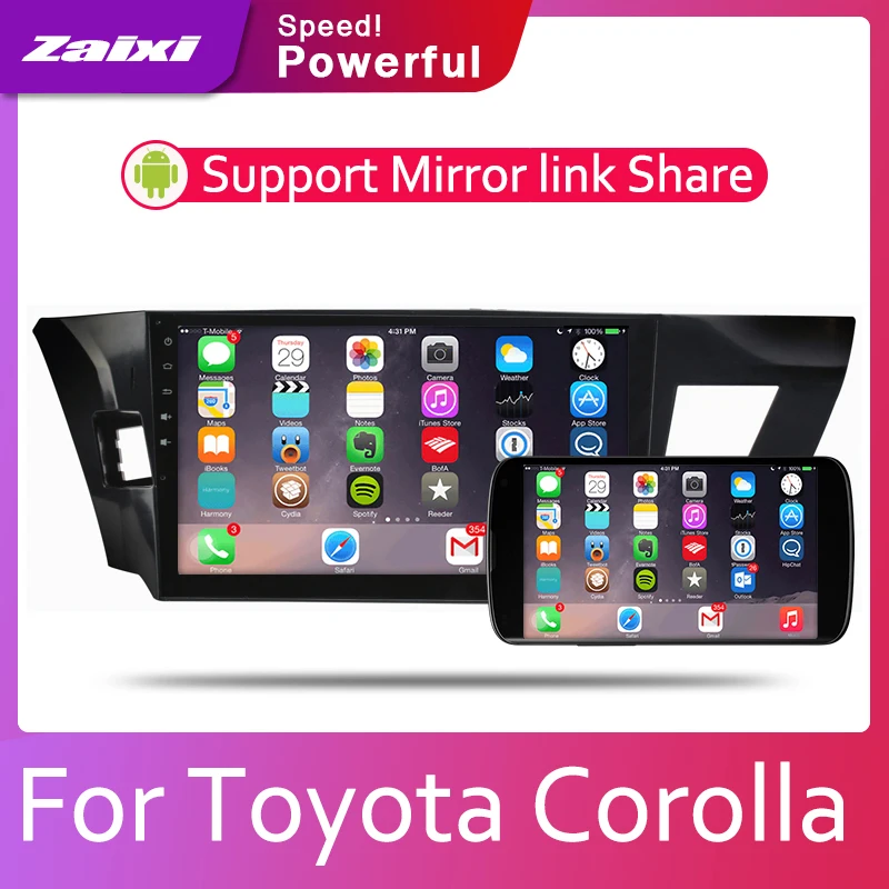 Top ZaiXi 2din Car multimedia Android Autoradio Car Radio GPS player For Toyota Corolla 2013~2018 Bluetooth WiFi Mirror link Navi 4