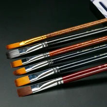 6 шт./компл. акварель гуашь нейлоновая кисточка короткий стержень Акриловые искусства живопись ручка набор студенческие принадлежности для рисования кисть