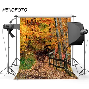 

Autumn Forest Backdrops Fall Maple Leaf Path Natural Scenery Photography Background for Photo Shoot Studio Photobooth Props